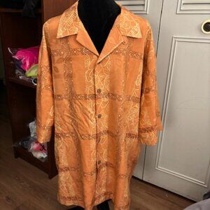 Tommy Bahama Mens Short Sleeve 100% Silk Hawaiian Print Shirt XL EUC